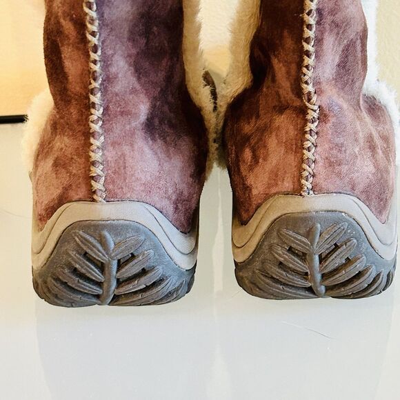 Patagonia Lugano Boots Size 8 Espresso Brown Waterproof Polartec Suede Sherpa - Picture 8 of 11